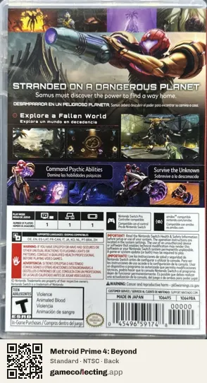 Metroid Prime 4: Beyond Nintendo Switch, NTSC box back