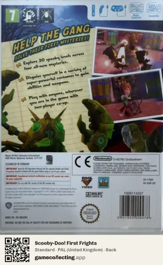 Scooby-Doo! First Frights Nintendo Wii, United Kingdom box back