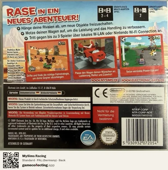 MySims Racing Nintendo DS, Germany box back