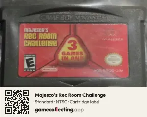Majesco's Rec Room Challenge Game Boy Advance, NTSC cartridge label