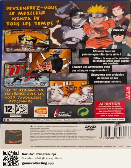 Naruto: Ultimate Ninja PlayStation 2, France box back