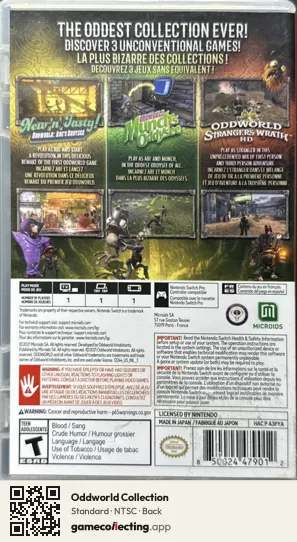Oddworld Collection Nintendo Switch, NTSC box back