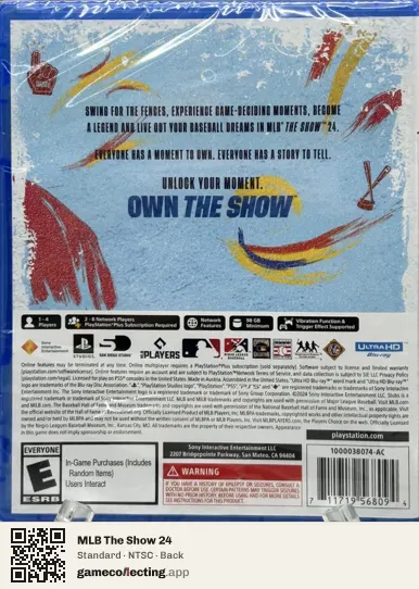 MLB The Show 24 PlayStation 5, NTSC box back