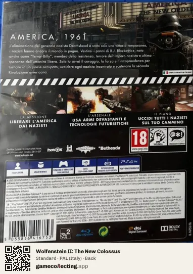 Wolfenstein II: The New Colossus PlayStation 4, Italy box back