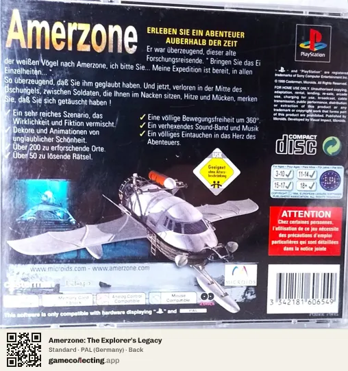 Amerzone: The Explorer's Legacy PlayStation, Germany box back