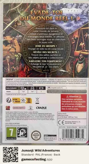 Jumanji: Wild Adventures Nintendo Switch, France box back