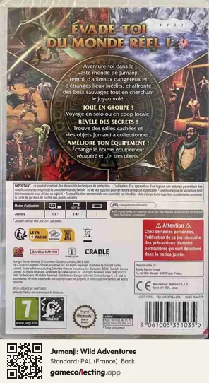 Jumanji: Wild Adventures Nintendo Switch, France box back