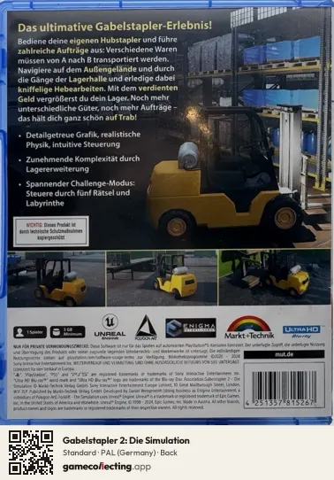 Gabelstapler 2: Die Simulation PlayStation 5, Germany box back