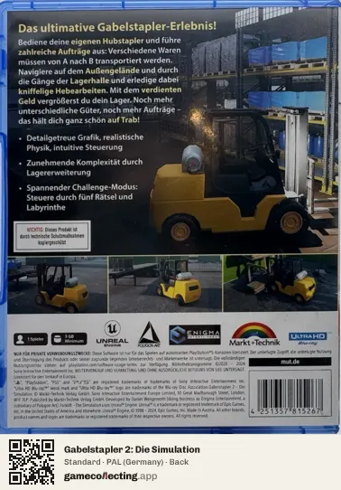 Gabelstapler 2: Die Simulation PlayStation 5, Germany box back
