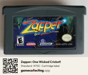 Zapper: One Wicked Cricket! Game Boy Advance, NTSC cartridge label