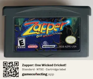 Zapper: One Wicked Cricket! Game Boy Advance, NTSC cartridge label