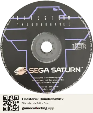 Firestorm: Thunderhawk 2 Sega Saturn, PAL disc