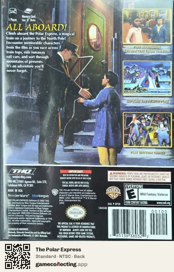 The Polar Express Nintendo GameCube, NTSC box back