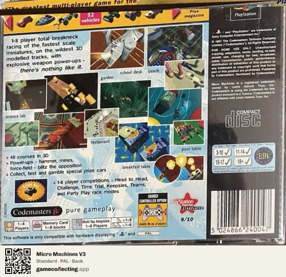 Micro Machines V3 PlayStation, PAL box back