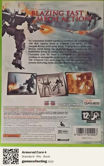Armored Core 4 Xbox 360, PAL box back