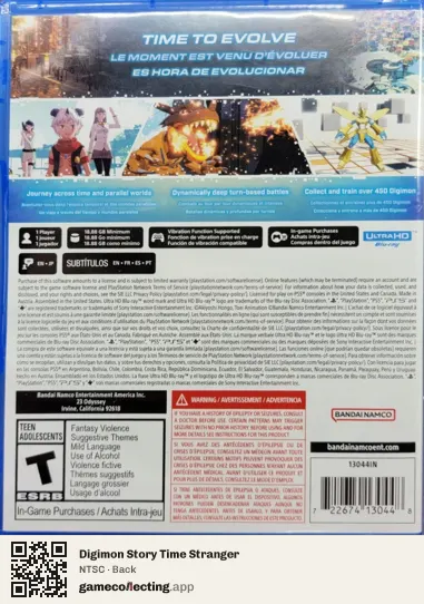 Digimon Story Time Stranger PlayStation 5, NTSC box back