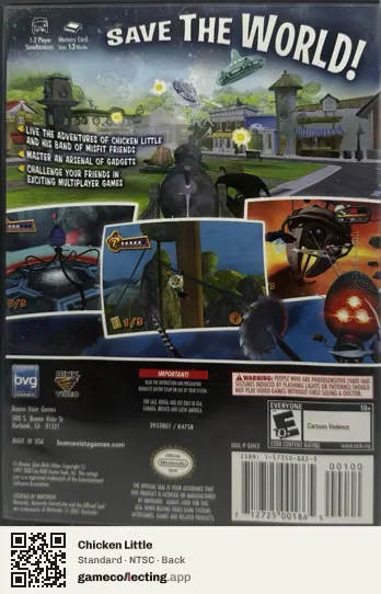 Chicken Little Nintendo GameCube, NTSC box back