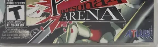 Persona 4 Arena, the ESRB box on its front