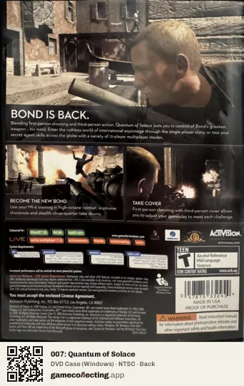 007: Quantum of Solace Computer, NTSC box back
