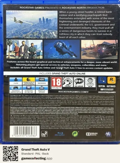 Grand Theft Auto V PlayStation 4, PAL box back