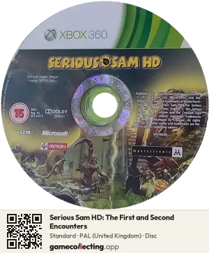 Serious Sam HD: The First and Second Encounters Xbox 360, PAL disc