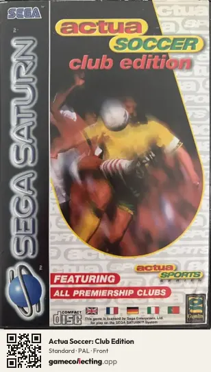 Actua Soccer: Club Edition Sega Saturn, PAL box front