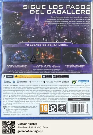 Gotham Knights PlayStation 5, Spain box back