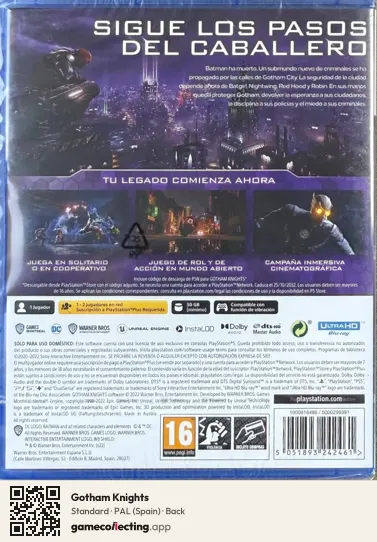 Gotham Knights PlayStation 5, Spain box back