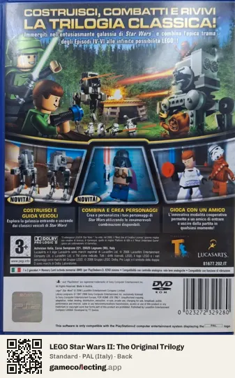 LEGO Star Wars II: The Original Trilogy PlayStation 2, Italy box back