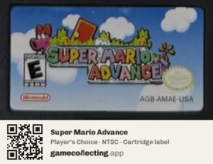 Super Mario Advance Game Boy Advance, NTSC cartridge label