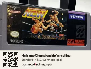 Natsume Championship Wrestling Super Nintendo Entertainment System, NTSC cartridge label