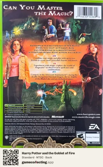 Harry Potter and the Goblet of Fire Xbox, NTSC box back