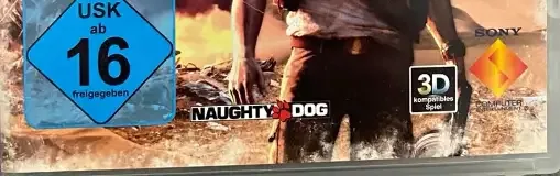 Uncharted 3: Drake's Deception, the USK square on its front