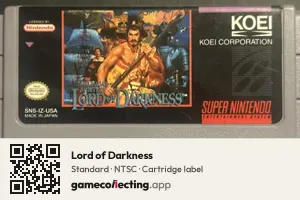 Lord of Darkness Super Nintendo Entertainment System, NTSC cartridge label