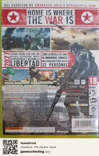 Homefront Xbox 360, Spain box back