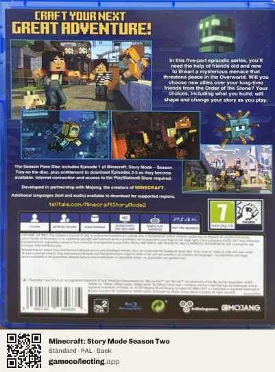 Minecraft: Story Mode Season Two PlayStation 4, PAL box back