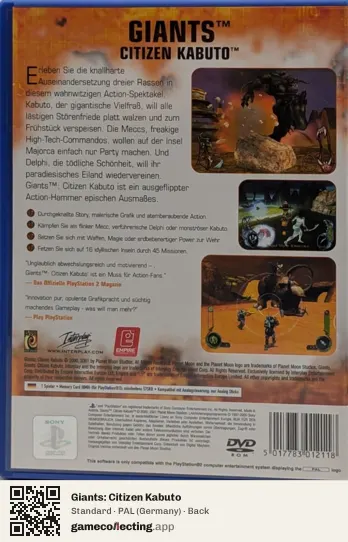 Giants: Citizen Kabuto PlayStation 2, Germany box back