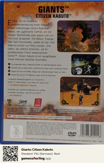 Giants: Citizen Kabuto PlayStation 2, Germany box back
