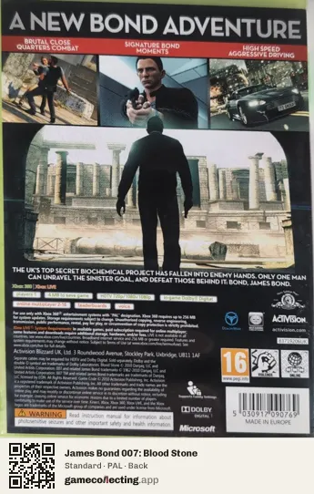 James Bond 007: Blood Stone Xbox 360, PAL box back