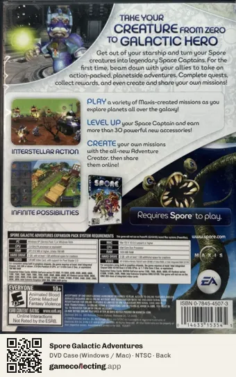 Spore Galactic Adventures Computer, NTSC box back