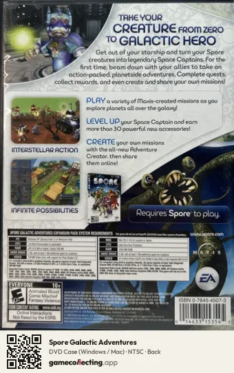 Spore Galactic Adventures Computer, NTSC box back