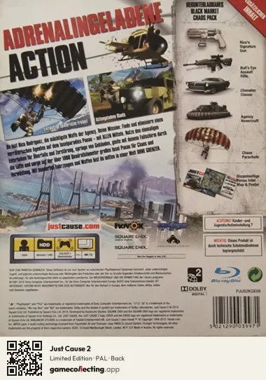 Just Cause 2 PlayStation 3, PAL box back