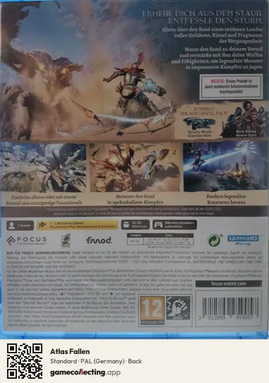Atlas Fallen PlayStation 5, Germany box back