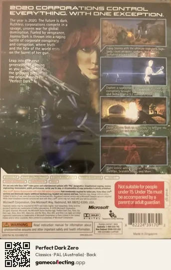 Perfect Dark Zero Xbox 360, Australia box back