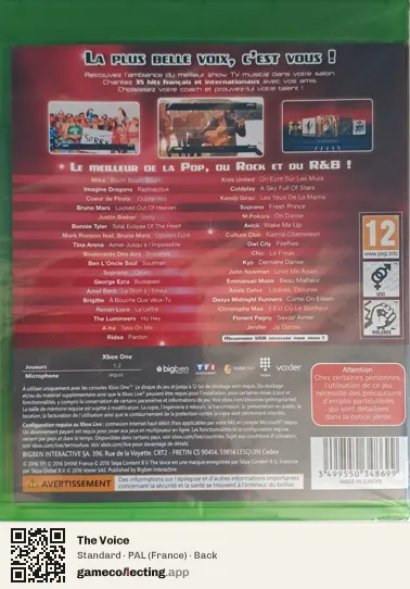 The Voice Xbox One, France box back