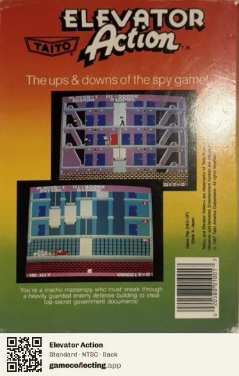 Elevator Action Nintendo Entertainment System, NTSC box back