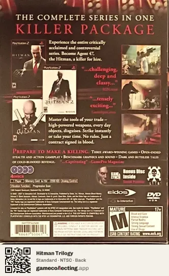 Hitman Trilogy PlayStation 2, NTSC box back