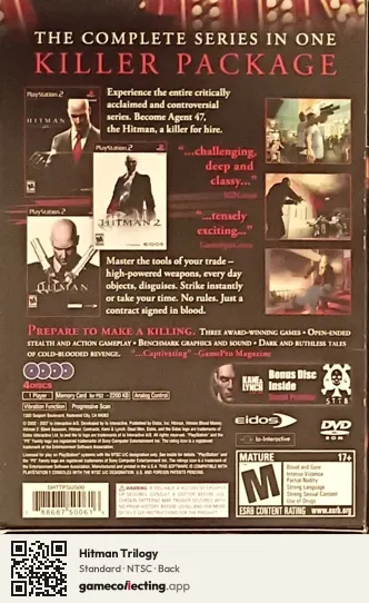 Hitman Trilogy PlayStation 2, NTSC box back