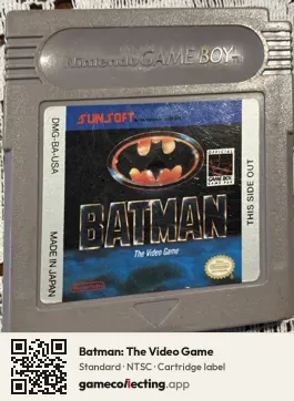 Batman: The Video Game Game Boy, NTSC cartridge label