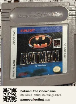Batman: The Video Game Game Boy, NTSC cartridge label